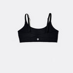 SASSH Active Bralette in Black, back view showing crossback strap detail with logo