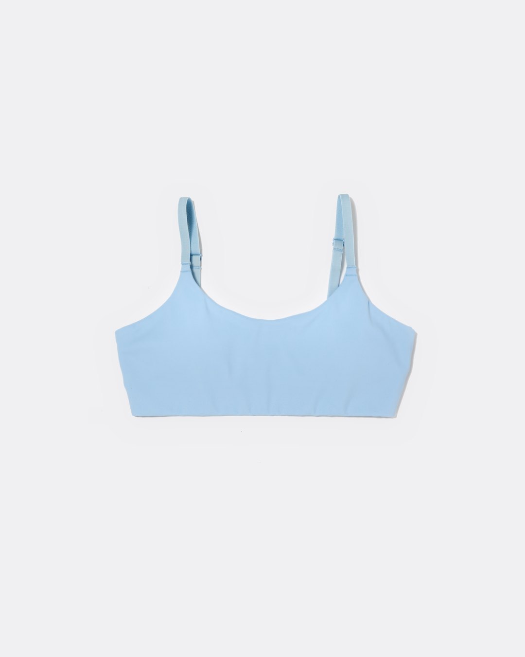 SASSH Active Bralette in Blue, front view, scoop neck with adjustable straps