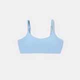 SASSH Active Bralette in Blue, front view, scoop neck with adjustable straps