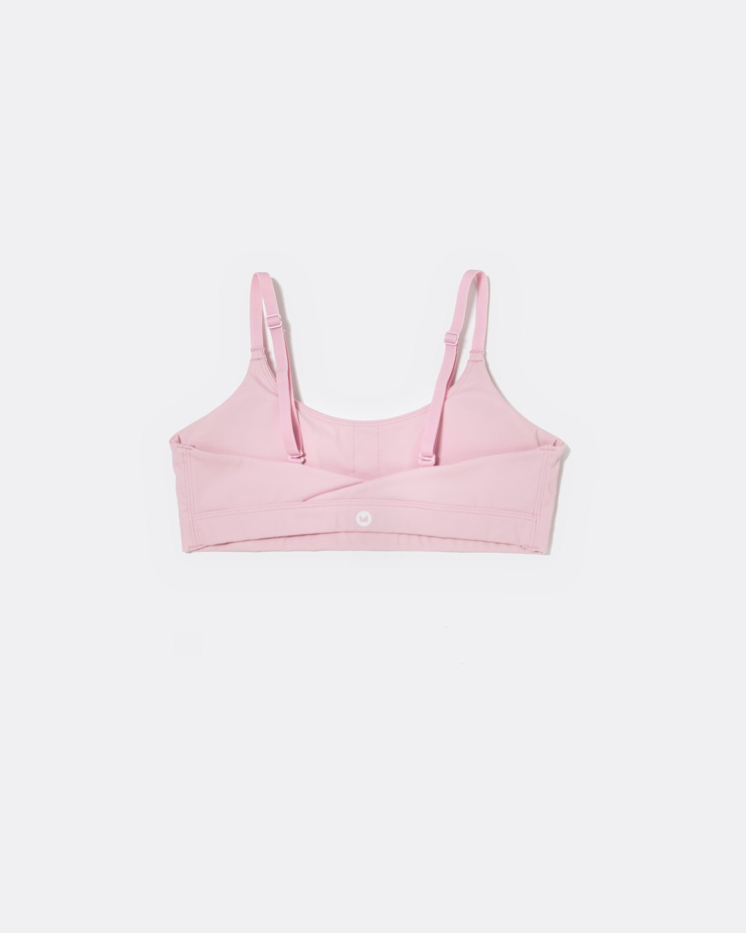 SASSH Active Bralette in Pink, back view showing crossback strap detail with logo