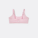 SASSH Active Bralette in Pink, back view showing crossback strap detail with logo