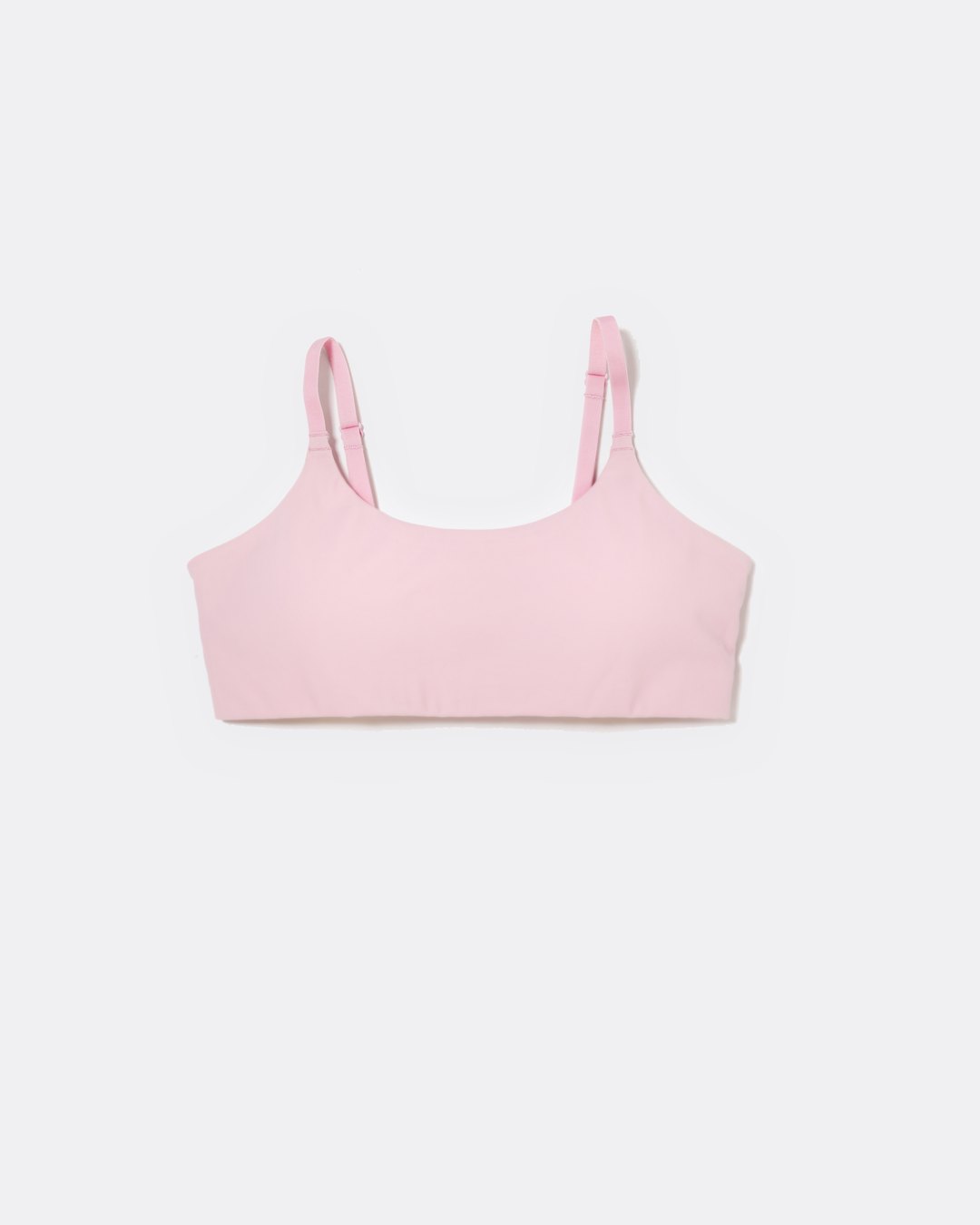 SASSH Active Bralette in Pink, front view, scoop neck with adjustable straps