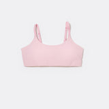 SASSH Active Bralette in Pink, front view, scoop neck with adjustable straps