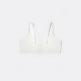 SASSH Active Bralette in White, back view showing crossback strap detail with logo