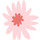Simple pink flower with a coral orange center on a white background
